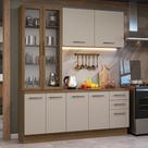 Armário De Cozinha Completa 190cm Com Cristaleira Agata Madesa Rustic Crema
