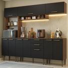 Armário de Cozinha Completa 225 cm Rustic/Preto Lille Madesa 01 Armário de Cozinha Completa 225 cm Rustic/Preto Lille Madesa 01