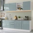 Armário de Cozinha Completa 240 cm Branco/Cinza Lux Madesa 09 Armário de Cozinha Completa 240 cm Branco/Cinza Lux Madesa 09