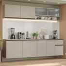 Armário De Cozinha Completa 240 Cm Suspenso Nice Madesa 04 Crema