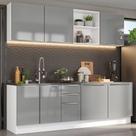 Armário De Cozinha Completa 240cm Branco/cinza Branco/cinza
