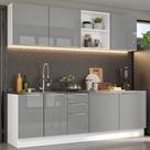 Armário de Cozinha Completa 240cm Branco/Cinza Lux Madesa 05