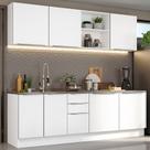 Armário De Cozinha Completa 240cm Branco Veludo Branco