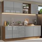 Armário De Cozinha Completa 240cm Lux Madesa 05 Rustic/cinza