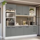 Armário de Cozinha Completa 250cm Branco/Cinza Agata Madesa 01 Armário de Cozinha Completa 250cm Branco/Cinza Agata Madesa 01