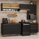 Armário De Cozinha Completa 250cm Preto Reims Madesa 10 Preto Armário De Cozinha Completa 250cm Preto Reims Madesa 10 Preto