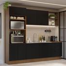 Armário De Cozinha Completa 250cm Rustic/preto Agata Madesa 01 Rustic/preto Armário De Cozinha Completa 250cm Rustic/preto Agata Madesa 01 Rustic/preto
