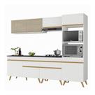 Armário De Cozinha Completa 252cm Veneza Multimóveis V3715 Branco/dourado Branco/dourado Armário De Cozinha Completa 252cm Veneza Multimóveis V3715 Branco/dourado Branco/dourado
