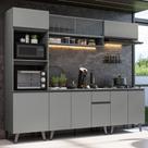 Armário de Cozinha Completa 260cm Cinza Nice Madesa 01 Armário de Cozinha Completa 260cm Cinza Nice Madesa 01