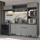 Armário de Cozinha Completa 260cm Cinza Nice Madesa 03