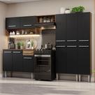 Armário de Cozinha Completa 261cm Rustic/Preto Emilly Madesa 02 Armário de Cozinha Completa 261cm Rustic/Preto Emilly Madesa 02