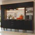 Armário de Cozinha Completa 265 cm Rustic/Preto Lille Madesa 01 Armário de Cozinha Completa 265 cm Rustic/Preto Lille Madesa 01