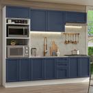 Armário De Cozinha Completa 270 Cm Branco/azul Vik Madesa Armário De Cozinha Completa 270 Cm Branco/azul Vik Madesa