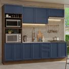 Armário de Cozinha Completa 270 cm Rustic/Azul Vik Madesa 01