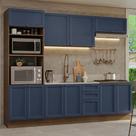 Armário De Cozinha Completa 270 Cm Rustic/azul Vik Madesa Armário De Cozinha Completa 270 Cm Rustic/azul Vik Madesa