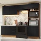 Armário De Cozinha Completa 270cm Rustic/preto Agata Madesa