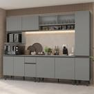 Armário De Cozinha Completa 280 Cm Cinza Nice Madesa 02