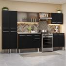 Armário de Cozinha Completa 293cm com Pia Rustic/Preto Emilly Madesa 06