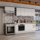Armário De Cozinha Completa 3 Gavetas 100% Mdf 300cm Branco Celeste Kappesberg