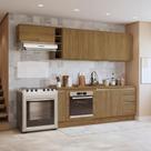 Armário De Cozinha Completa 3 Gavetas 100% Mdf 300cm Nogueira Celeste Kappesberg