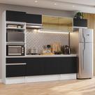 Armário de Cozinha Completa 300cm Branco/Preto Diamante Madesa 02 Armário de Cozinha Completa 300cm Branco/Preto Diamante Madesa 02