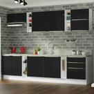 Armário de Cozinha Completa 300cm Branco/Preto Lux da Sabrina Madesa Armário de Cozinha Completa 300cm Branco/Preto Lux da Sabrina Madesa