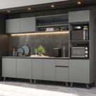 Armário de Cozinha Completa 300cm Cinza Nice Madesa 01 Armário de Cozinha Completa 300cm Cinza Nice Madesa 01