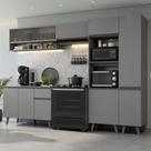 Armário De Cozinha Completa 300cm Cinza Nice Madesa 08 Cinza