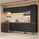 Armário De Cozinha Completa 300Cm Preto Nice Madesa 05 Preto