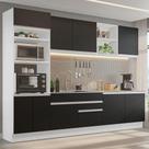 Armário de Cozinha Completa 310cm Branco/Preto Glamy Madesa 02