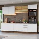 Armário de Cozinha Completa 310cm Rustic/Branco Stella Madesa 03 Armário de Cozinha Completa 310cm Rustic/Branco Stella Madesa 03