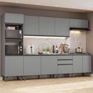 Armário De Cozinha Completa 320Cm Cinza Nice Madesa 06 Cinza