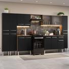 Armário De Cozinha Completa 325Cm Madesa 03 Rustic/Preto