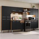 Armário De Cozinha Completa 325cm Preto/rustic Madesa