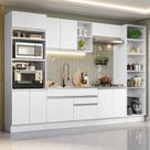 Armário De Cozinha Completa 330cm Branco Glamy 03 Branco Armário De Cozinha Completa 330cm Branco Glamy 03 Branco