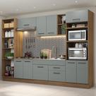 Armário De Cozinha Completa 330cm Rustic/cinza Agata Madesa 02 Rustic/cinza