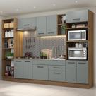 Armário de Cozinha Completa 330cm Rustic/Cinza Agata Madesa 02