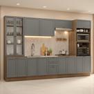 Armário de Cozinha Completa 340 cm Rustic/Cinza Vik Madesa 01