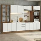 Armário de Cozinha Completa 340 x 60 cm Rustic/Branco Veludo Lux Madesa 04