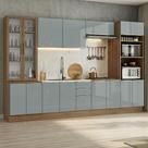 Armário de Cozinha Completa 340 x 60 cm Rustic/Cinza Lux Madesa 04