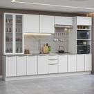 Armário De Cozinha Completa 340cm Branco/branco Veludo Lux Madesa 02 Branco/branco Veludo