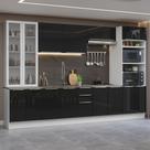 Armário De Cozinha Completa 340cm Branco/preto Lux Madesa 02 Branco/preto