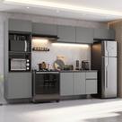Armário De Cozinha Completa 340cm Suspensa Cinza Nice Madesa 02 Cinza
