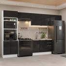 Armário de Cozinha Completa 350 cm Branco/Preto Lux Madesa 01 Armário de Cozinha Completa 350 cm Branco/Preto Lux Madesa 01