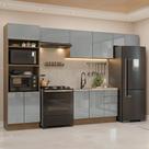 Armário de Cozinha Completa 350 cm Rustic/Cinza Lux Madesa 01 Armário de Cozinha Completa 350 cm Rustic/Cinza Lux Madesa 01