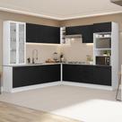 Armário de Cozinha Completa 549cm Branco/Preto Agata Madesa 01 Armário de Cozinha Completa 549cm Branco/Preto Agata Madesa 01