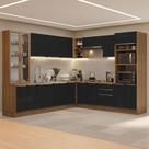 Armário de Cozinha Completa 566cm Rustic/Preto Lux Madesa 01 Armário de Cozinha Completa 566cm Rustic/Preto Lux Madesa 01