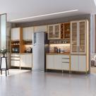 Armário de Cozinha Completa 7 Peças 16 Portas com Vidro e Tampo 100% MDF Barbados Espresso Móveis
