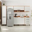 Armário De Cozinha Completa 7 Portas 4 Gavetas Grécia Madeirado/off White