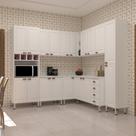 Armário de Cozinha Completa 8 Peças com Tampos e Espaço para Micro-ondas Cristal Luciane Móveis